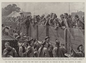 De Oorlog in het Oosten, Troepen voor het Front op Weg naar Tong-Ku via de Enige Spoorlijn in China door Robert Barnes